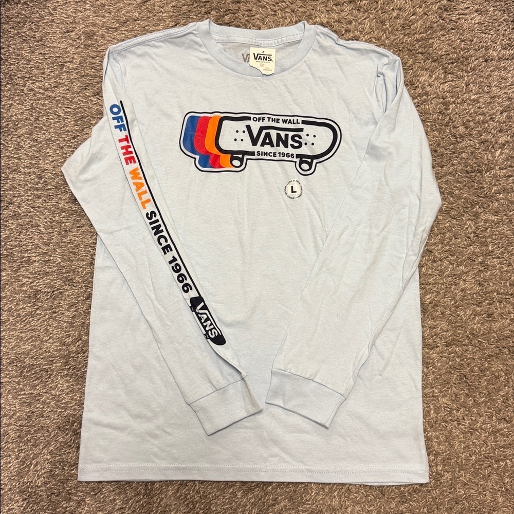 NWT Boys Vans Long Sleeve Tee, Size L, Baby Blue